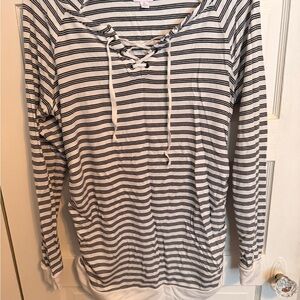 Ingrid & Isabel Black and White Striped Maternity Top